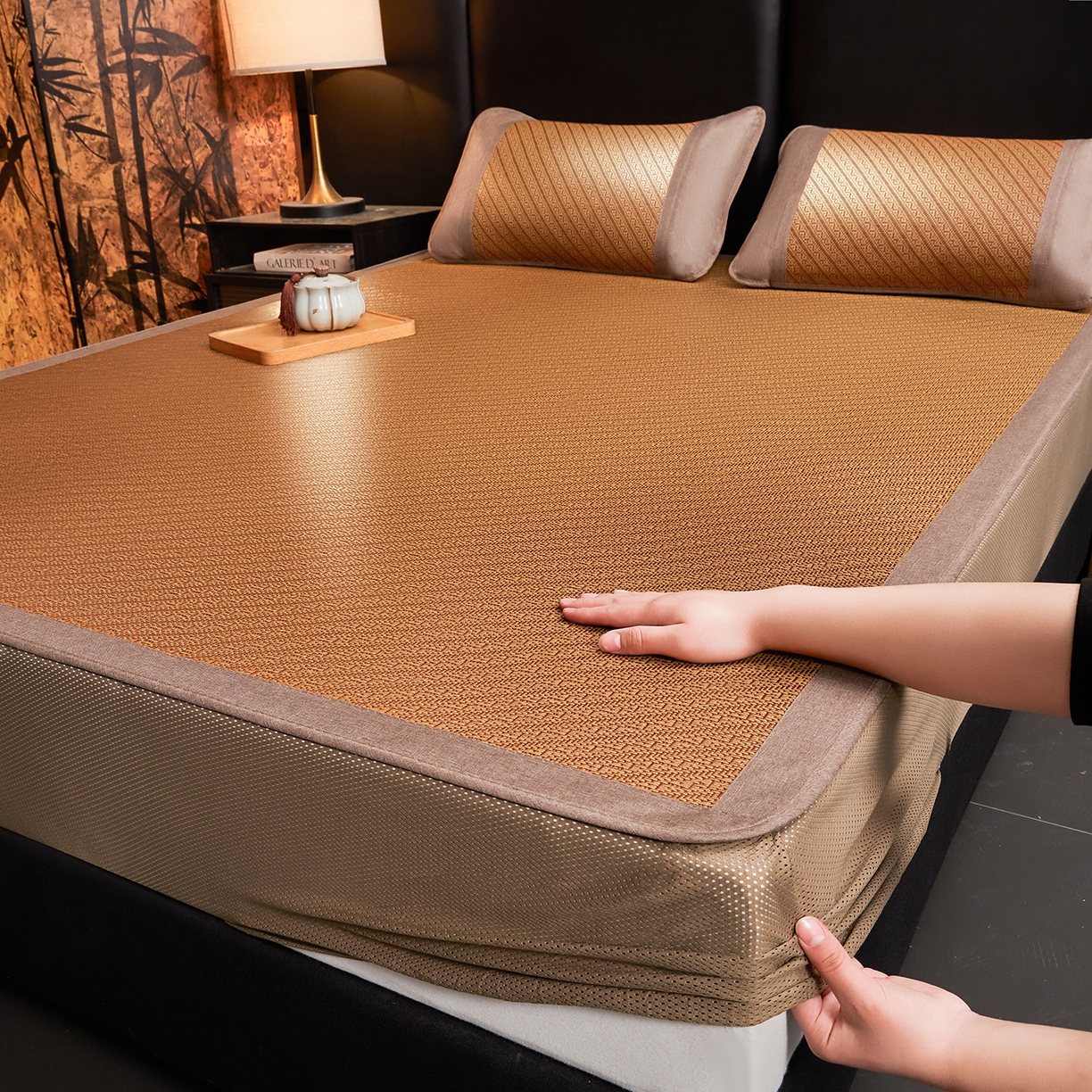 91家纺网 家纺一手货源 找家纺 （总）绒艺席业 2026新款加密古香玉床笠款藤席凉席席子