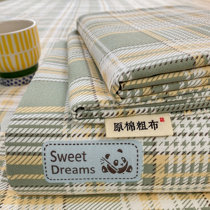 漫仙阁家纺 2026新款老粗布床单系列 盼盼熊