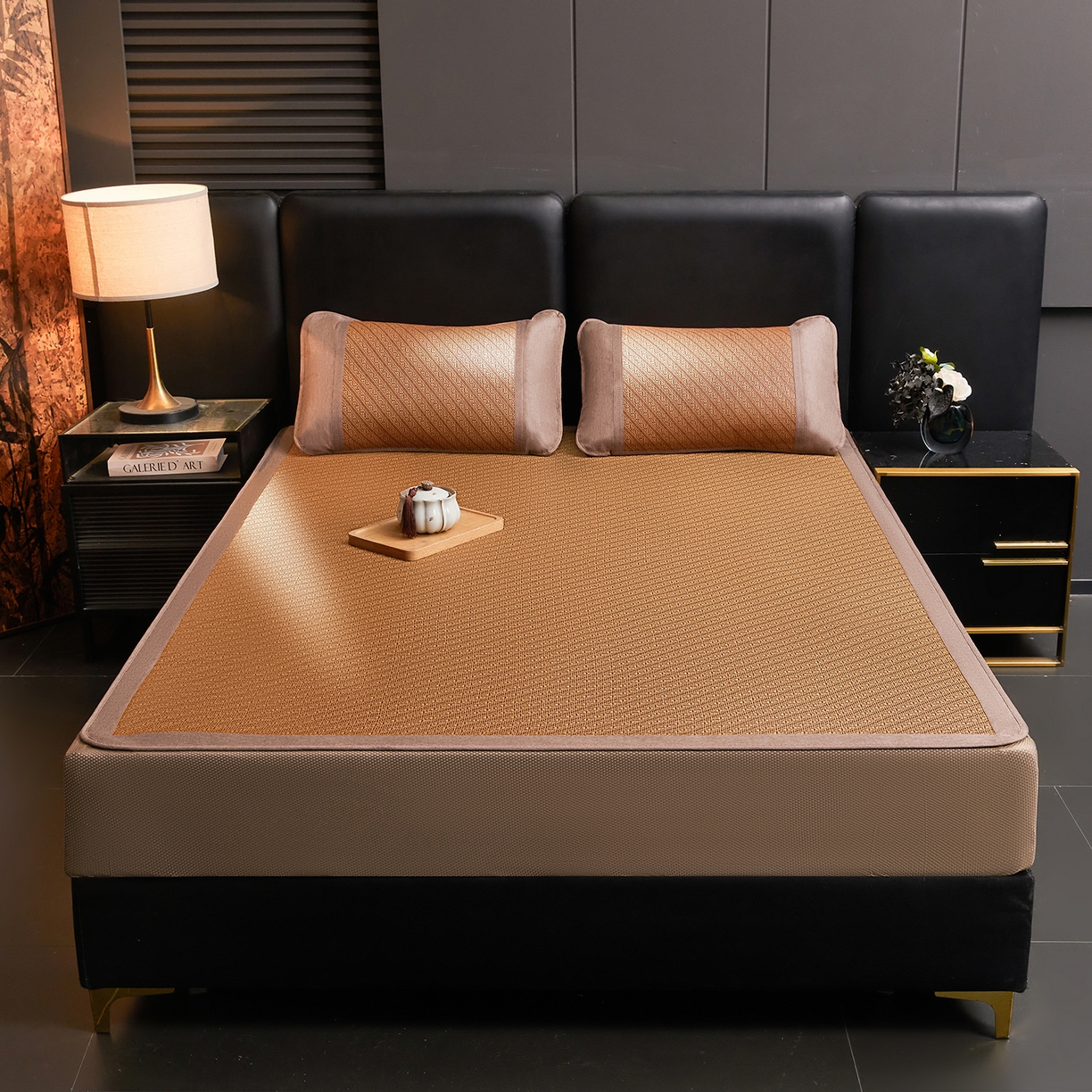 91家纺网 家纺一手货源 找家纺 绒艺席业 2026新款加密古香玉床笠款藤席凉席席子 藤悦