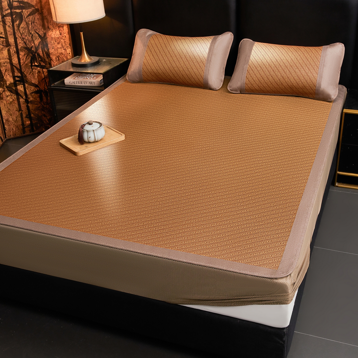 91家纺网 家纺一手货源 找家纺 绒艺席业 2026新款加密古香玉床笠款藤席凉席席子 藤悦