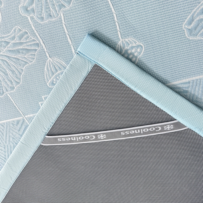 91家纺网 家纺一手货源 找家纺 绒艺席业 2026年新款立体浮雕工艺正宗凉感豆豆席凉席席子-平铺款 豆豆荷塘月色-蓝色