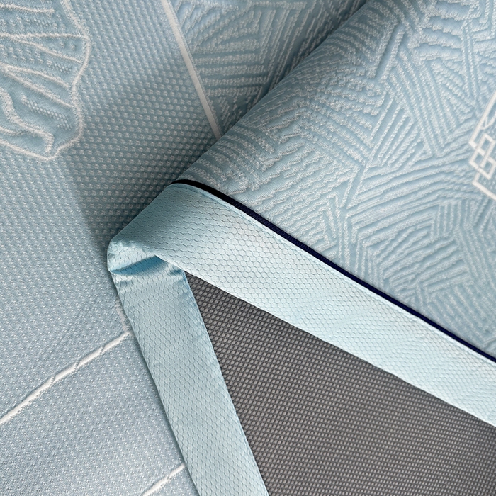 91家纺网 家纺一手货源 找家纺 绒艺席业 2026年新款立体浮雕工艺正宗凉感豆豆席凉席席子-平铺款 豆豆荷塘月色-蓝色