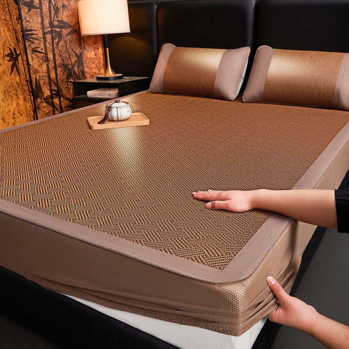 绒艺席业 2026新款加密古香玉床笠款藤席凉席席子 藤韵