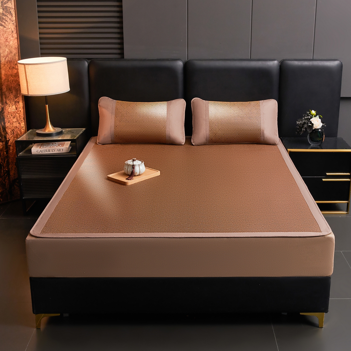 91家纺网 家纺一手货源 找家纺 绒艺席业 2026新款加密古香玉床笠款藤席凉席席子 藤韵