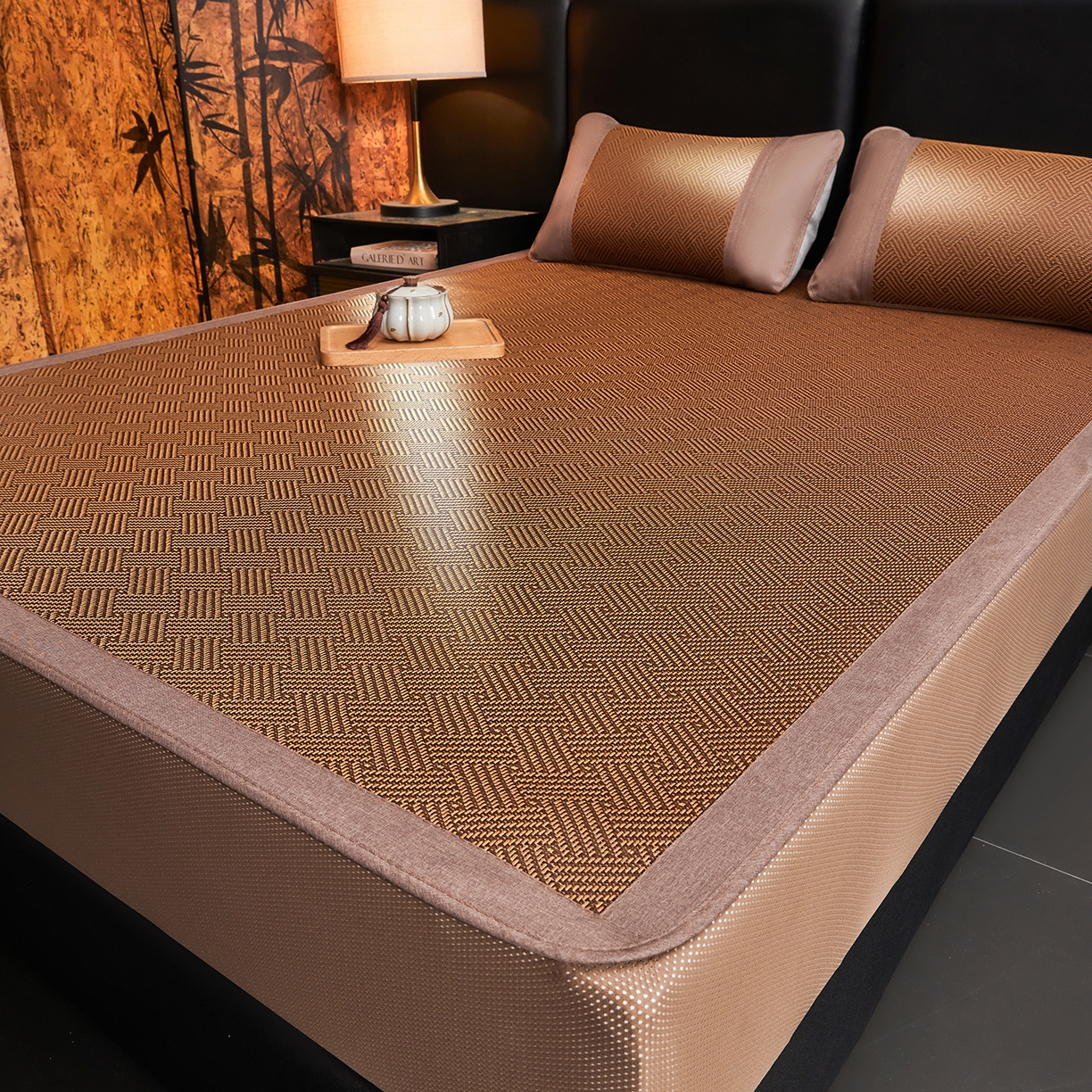 91家纺网 家纺一手货源 找家纺 绒艺席业 2026新款加密古香玉床笠款藤席凉席席子 藤韵