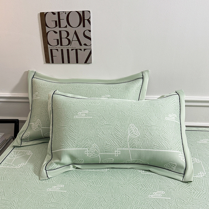 91家纺网 家纺一手货源 找家纺 绒艺席业 2026年新款立体浮雕工艺正宗凉感豆豆席凉席席子-平铺款 豆豆荷塘月色-绿色