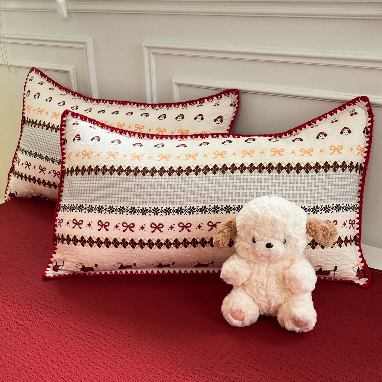 91家纺网 家纺一手货源 找家纺 慕澄家纺 2026新款小清新印花泡芙纱贝壳边四件套 童话镇