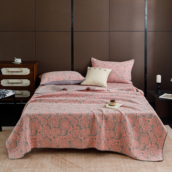 悦然毛巾被 2026新款全棉三层纱A类多功能毛巾被休闲毯夏被床盖床单 花间小憩