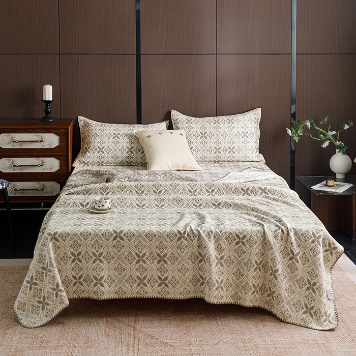 悦然毛巾被 2026新款全棉三层纱A类多功能毛巾被休闲毯夏被床盖床单 几何序章