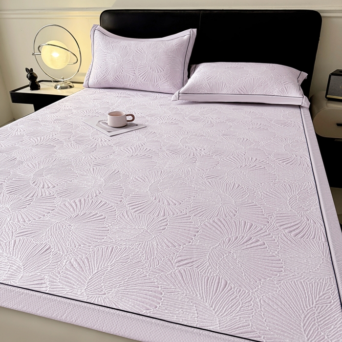 91家纺网 家纺一手货源 找家纺 绒艺席业 2026年新款立体浮雕工艺正宗凉感豆豆席凉席席子-平铺款 豆豆银杏叶-淡紫色