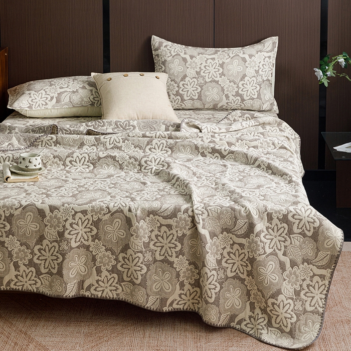 91家纺网 家纺一手货源 找家纺 悦然毛巾被 2026新款全棉三层纱A类多功能毛巾被休闲毯夏被床盖床单 青柠花事