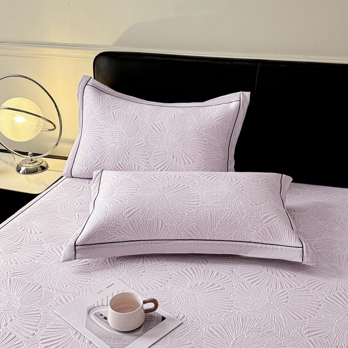 91家纺网 家纺一手货源 找家纺 绒艺席业 2026年新款立体浮雕工艺正宗凉感豆豆席凉席席子-平铺款 豆豆银杏叶-淡紫色