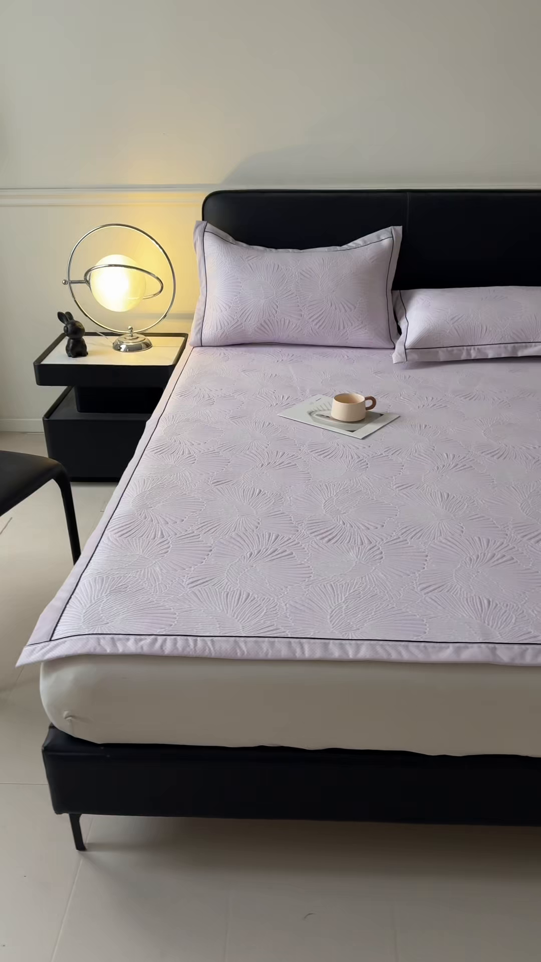 91家纺网 家纺一手货源 找家纺 绒艺席业 2026年新款立体浮雕工艺正宗凉感豆豆席凉席席子-平铺款 豆豆银杏叶-淡紫色