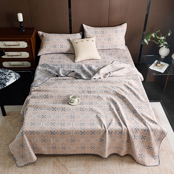 91家纺网 家纺一手货源 找家纺 悦然毛巾被 2026新款全棉三层纱A类多功能毛巾被休闲毯夏被床盖床单 轻氧生活