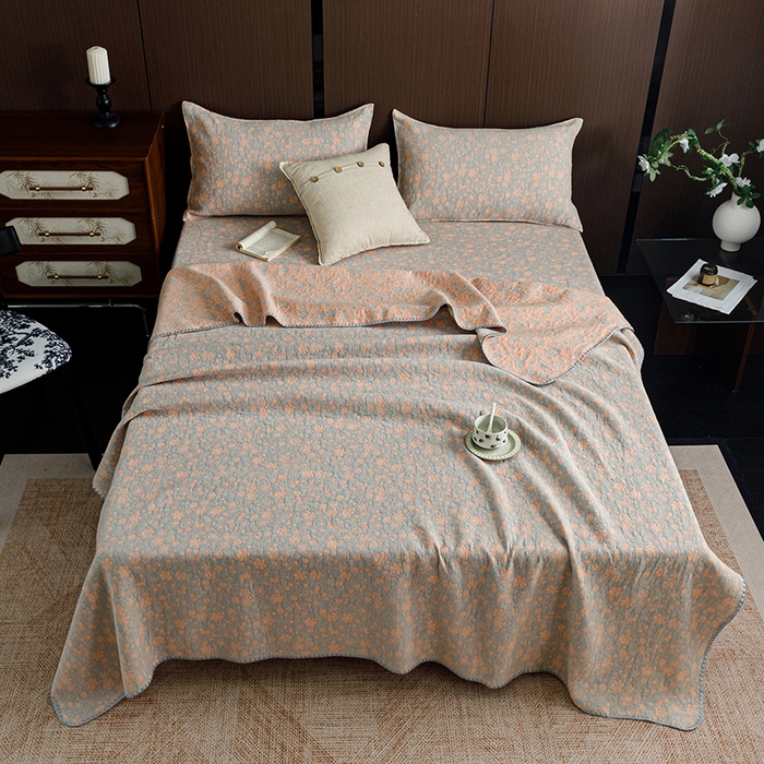 91家纺网 家纺一手货源 找家纺 悦然毛巾被 2026新款全棉三层纱A类多功能毛巾被休闲毯夏被床盖床单 森系呼吸