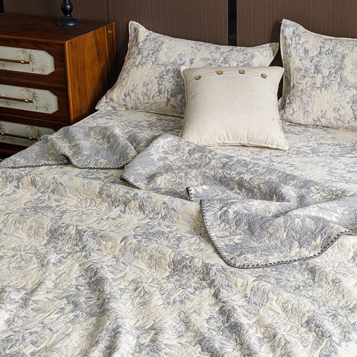 91家纺网 家纺一手货源 找家纺 悦然毛巾被 2026新款全棉三层纱A类多功能毛巾被休闲毯夏被床盖床单 森屿晚星