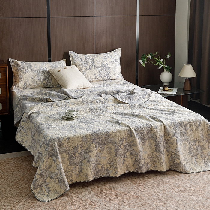 91家纺网 家纺一手货源 找家纺 悦然毛巾被 2026新款全棉三层纱A类多功能毛巾被休闲毯夏被床盖床单 森屿晚星