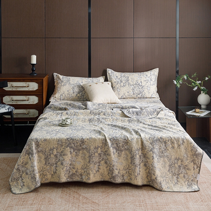 悦然毛巾被 2026新款全棉三层纱A类多功能毛巾被休闲毯夏被床盖床单 森屿晚星