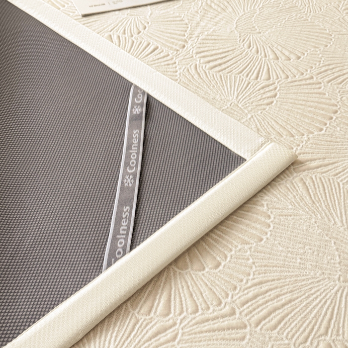 91家纺网 家纺一手货源 找家纺 绒艺席业 2026年新款立体浮雕工艺正宗凉感豆豆席凉席席子-平铺款 豆豆银杏叶-米色