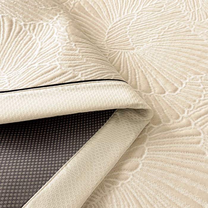 91家纺网 家纺一手货源 找家纺 绒艺席业 2026年新款立体浮雕工艺正宗凉感豆豆席凉席席子-平铺款 豆豆银杏叶-米色