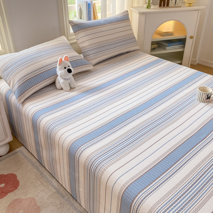 91家纺网 家纺一手货源 找家纺 漫仙阁家纺 2026新款老粗布床单系列 烟雨蓝