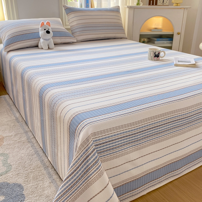 91家纺网 家纺一手货源 找家纺 漫仙阁家纺 2026新款老粗布床单系列 烟雨蓝