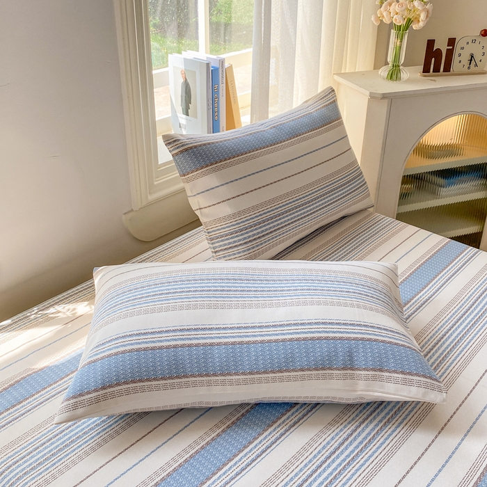 91家纺网 家纺一手货源 找家纺 漫仙阁家纺 2026新款老粗布床单系列 烟雨蓝