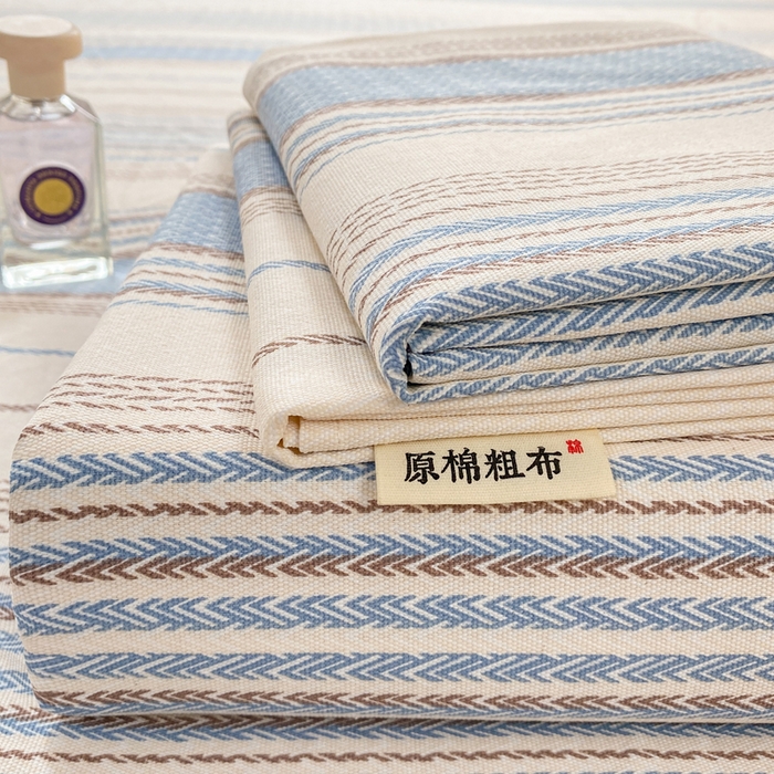 漫仙阁家纺 2026新款老粗布床单系列 烟雨蓝