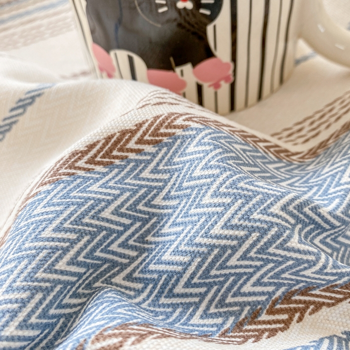 91家纺网 家纺一手货源 找家纺 漫仙阁家纺 2026新款老粗布床单系列 烟雨蓝