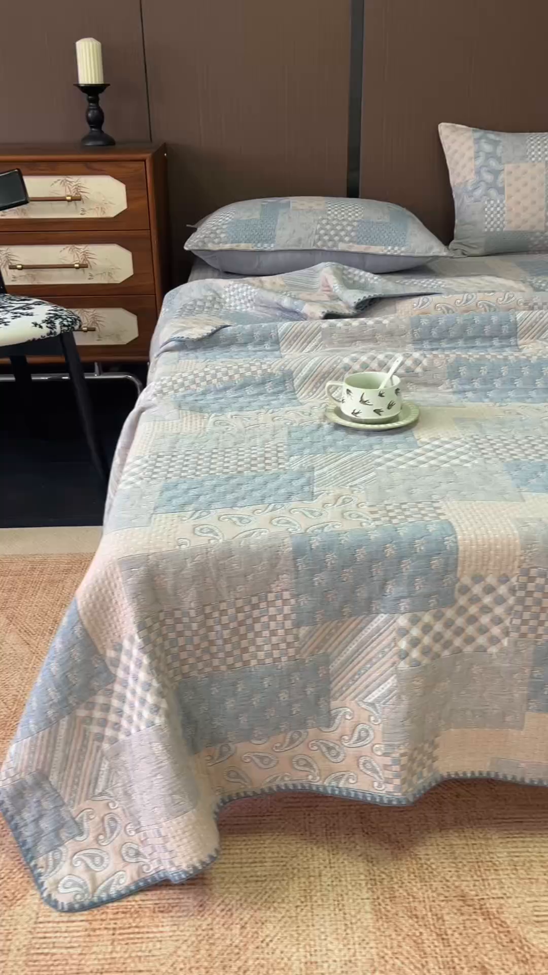 91家纺网 家纺一手货源 找家纺 悦然毛巾被 2026新款全棉三层纱A类多功能毛巾被休闲毯夏被床盖床单 拾光旧梦