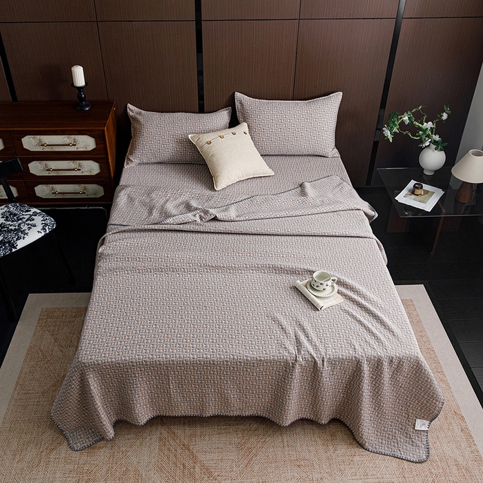 91家纺网 家纺一手货源 找家纺 悦然毛巾被 2026新款全棉三层纱A类多功能毛巾被休闲毯夏被床盖床单 星落棉柔