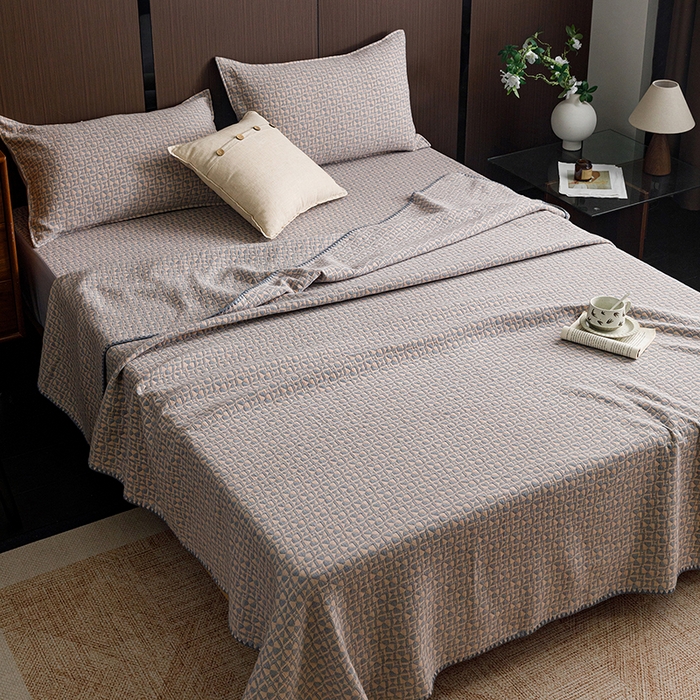 91家纺网 家纺一手货源 找家纺 悦然毛巾被 2026新款全棉三层纱A类多功能毛巾被休闲毯夏被床盖床单 星落棉柔