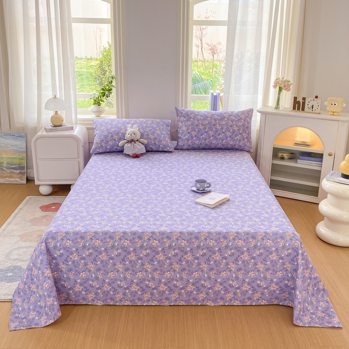 91家纺网 家纺一手货源 找家纺 漫仙阁家纺 2026新款老粗布床单系列 紫罗兰