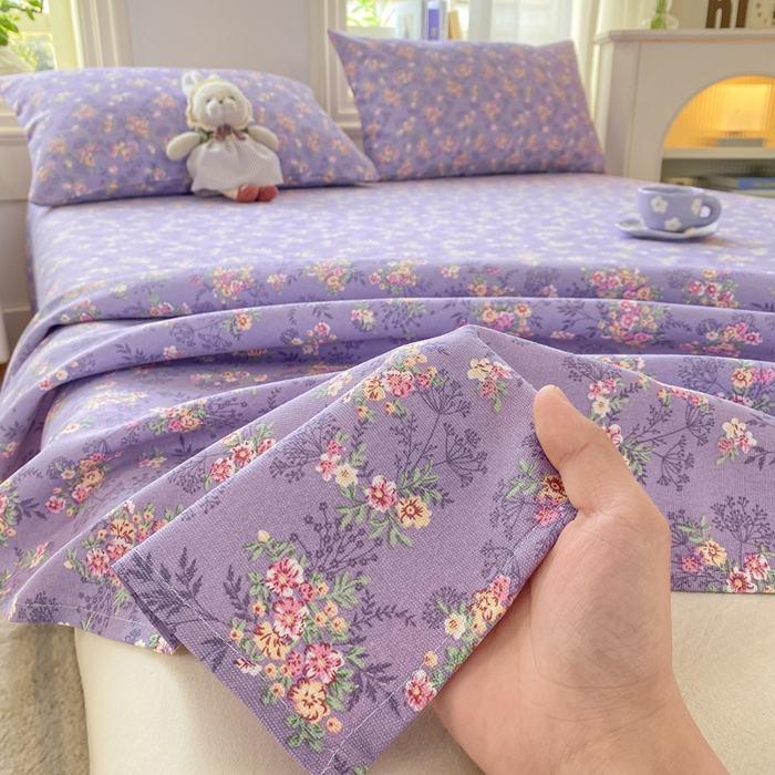 91家纺网 家纺一手货源 找家纺 漫仙阁家纺 2026新款老粗布床单系列 紫罗兰