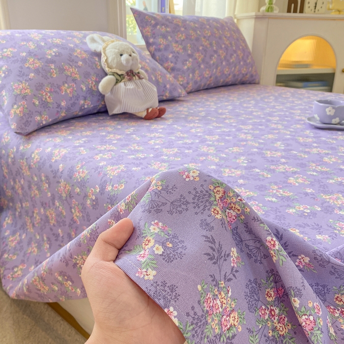 91家纺网 家纺一手货源 找家纺 漫仙阁家纺 2026新款老粗布床单系列 紫罗兰
