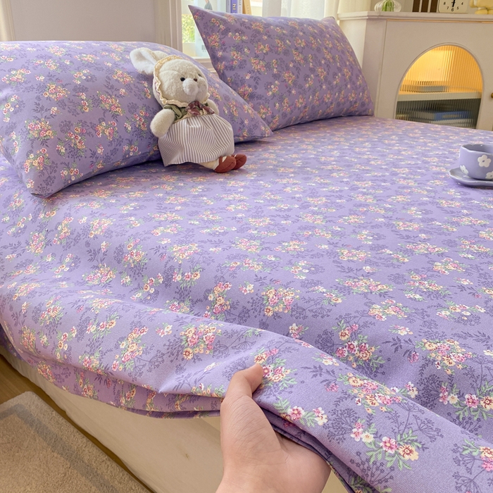 91家纺网 家纺一手货源 找家纺 漫仙阁家纺 2026新款老粗布床单系列 紫罗兰