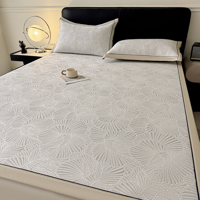 91家纺网 家纺一手货源 找家纺 绒艺席业 2026年新款立体浮雕工艺正宗凉感豆豆席凉席席子-平铺款 豆豆银杏叶-浅灰色