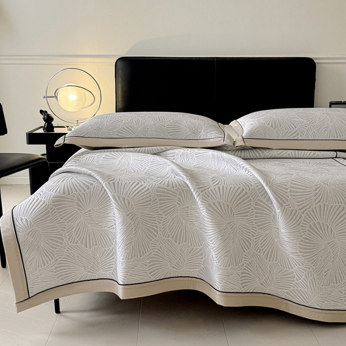 91家纺网 家纺一手货源 找家纺 绒艺席业 2026年新款立体浮雕工艺正宗凉感豆豆席凉席席子-平铺款 豆豆银杏叶-浅灰色