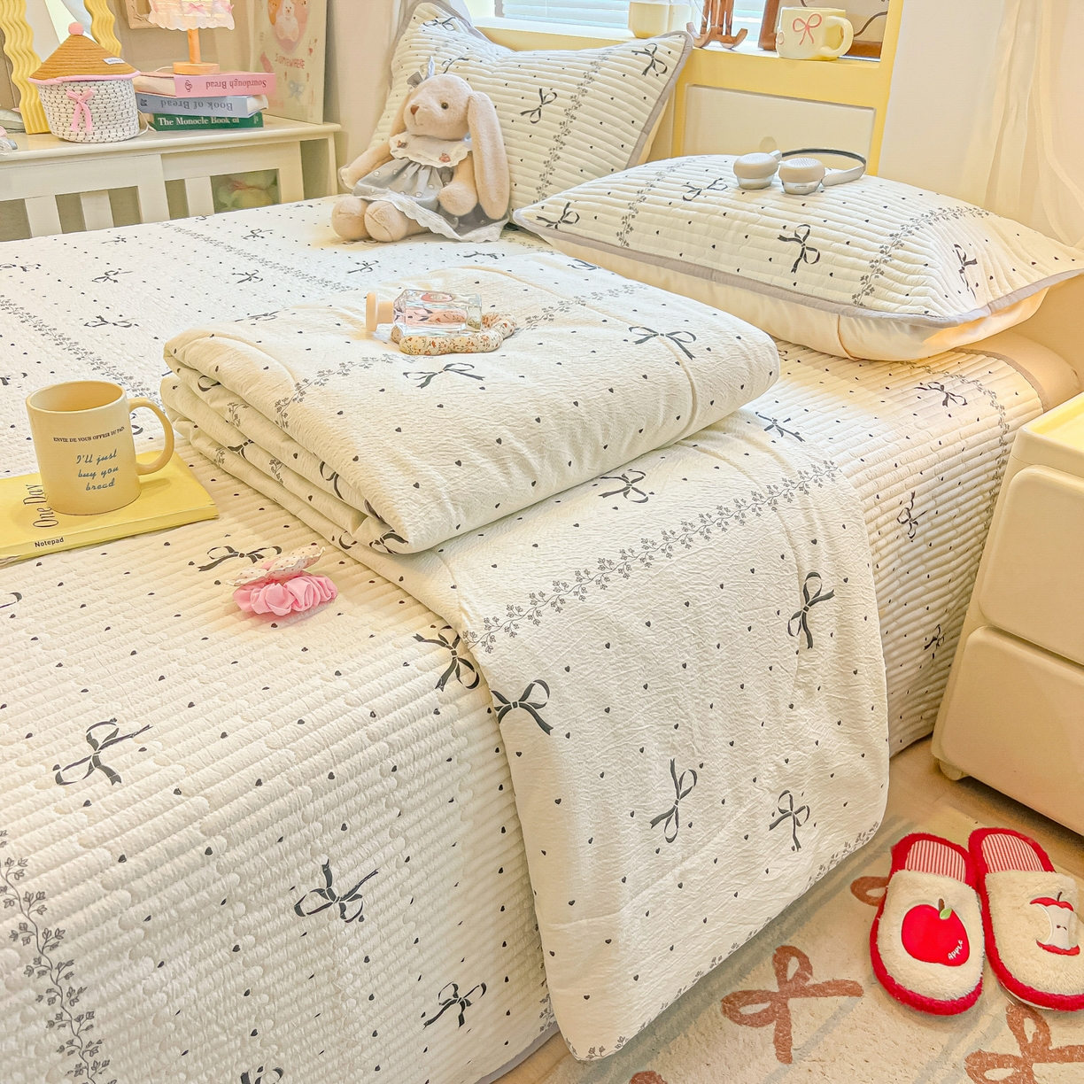 （总）乐逸家纺  2026新款A类云感双层纱夏被床盖四件套