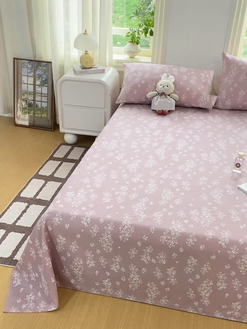 91家纺网 家纺一手货源 找家纺 漫仙阁家纺 2026新款老粗布床单系列 浅春