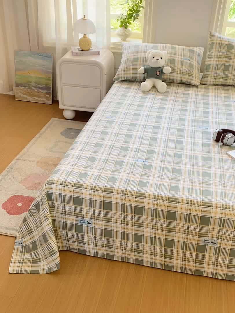 91家纺网 家纺一手货源 找家纺 漫仙阁家纺 2026新款老粗布床单系列 盼盼熊