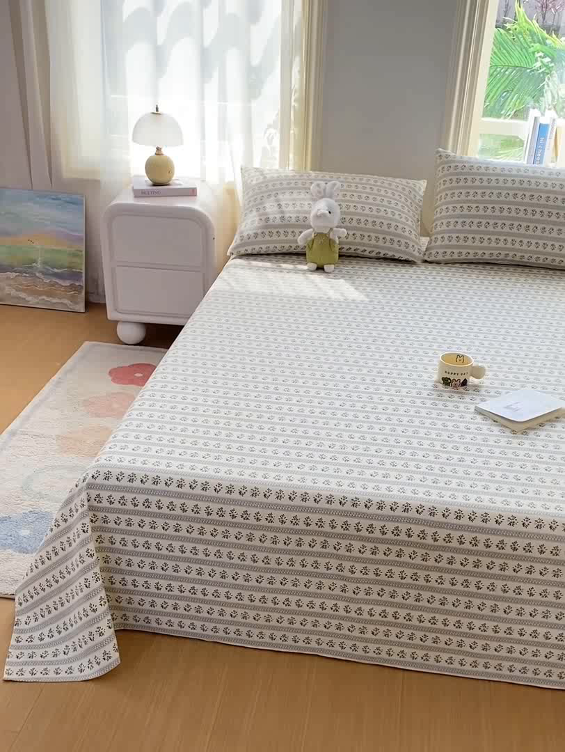 91家纺网 家纺一手货源 找家纺 漫仙阁家纺 2026新款老粗布床单系列 兰心