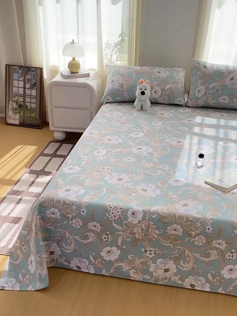 91家纺网 家纺一手货源 找家纺 漫仙阁家纺 2026新款老粗布床单系列 花开富贵