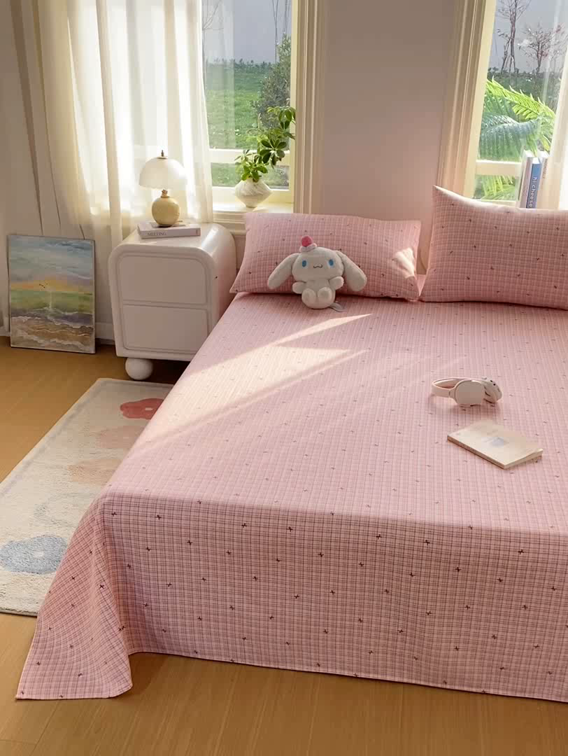 91家纺网 家纺一手货源 找家纺 漫仙阁家纺 2026新款老粗布床单系列 蝴蝶结