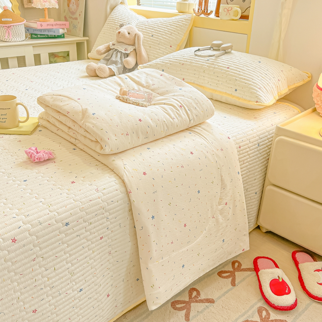 乐逸家纺  2026新款A类云感双层纱夏被床盖四件套 织梦