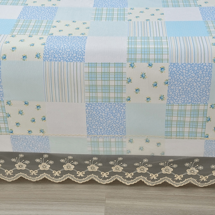 91家纺网 家纺一手货源 找家纺 星窝家纺 2026新款花边老粗布凉席三件套 半亩花田