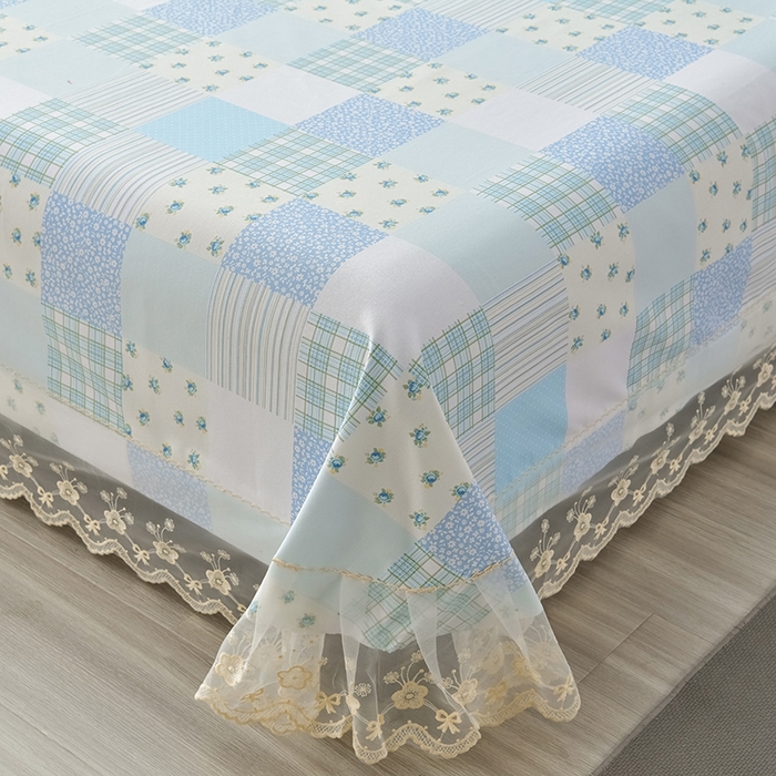 91家纺网 家纺一手货源 找家纺 星窝家纺 2026新款花边老粗布凉席三件套 半亩花田