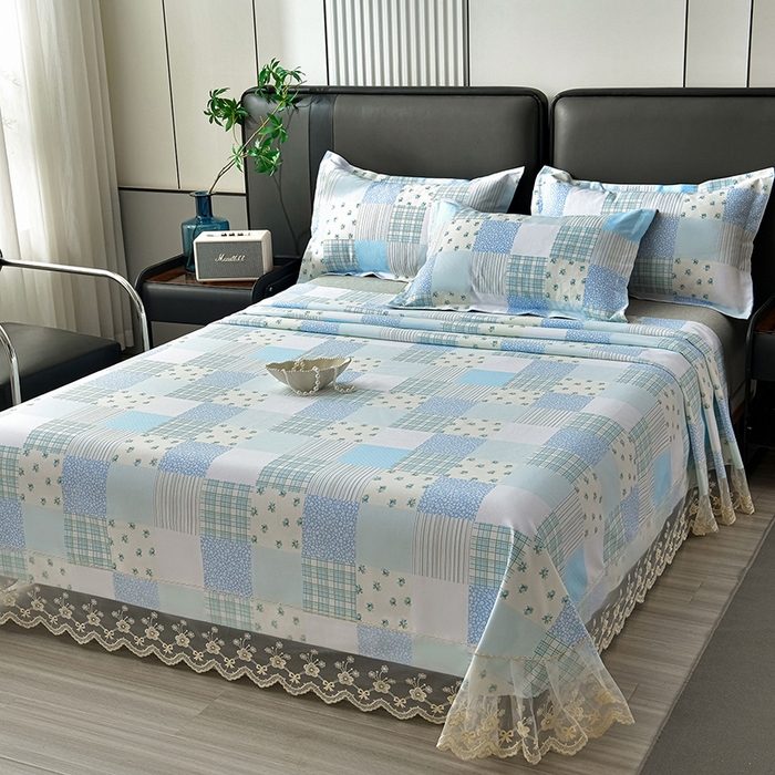 星窝家纺 2026新款花边老粗布凉席三件套 半亩花田