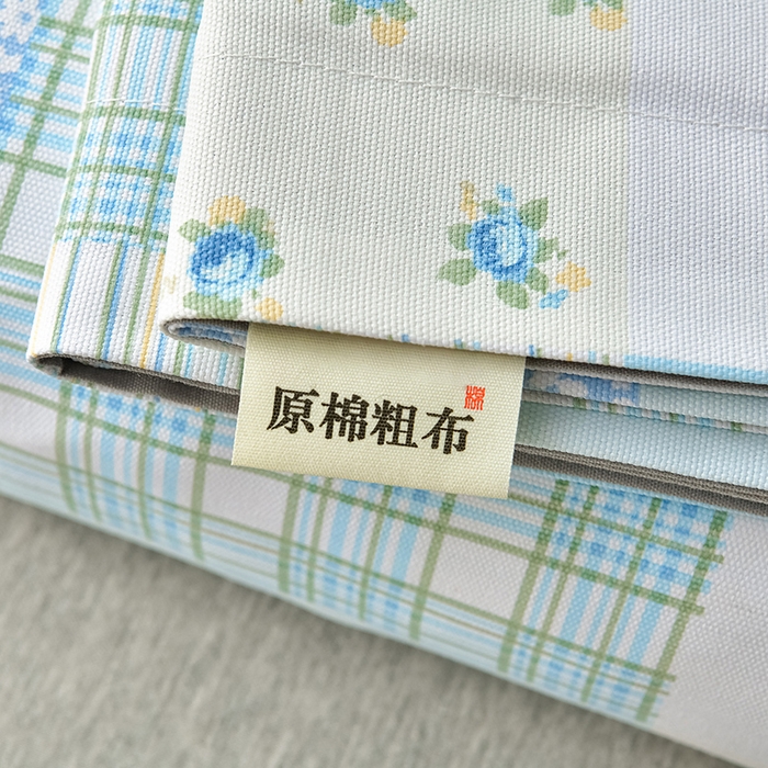 91家纺网 家纺一手货源 找家纺 星窝家纺 2026新款花边老粗布凉席三件套 半亩花田