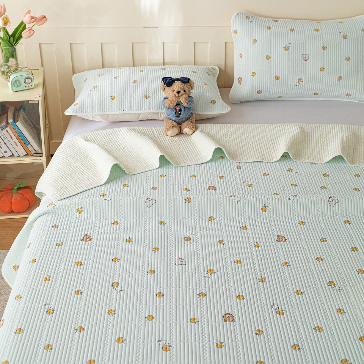 91家纺网 家纺一手货源 找家纺 源舜家纺 2026新款锦氨印花凉感床盖三件套 萌宠乐园